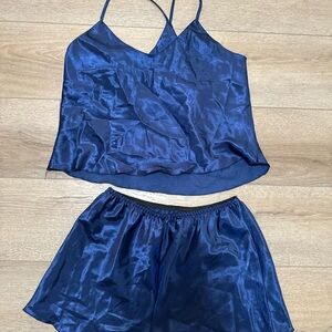 Satin Blue Cami and Shorts Set